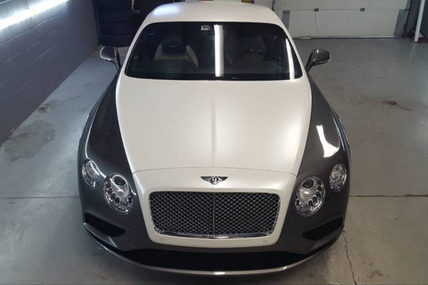 Bentley Paint protection film and satin pearl white wrap.