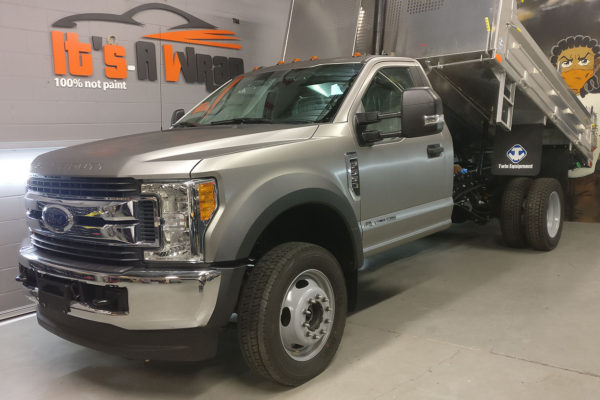 Ford F450 Truck Wrap with brushed steel finish