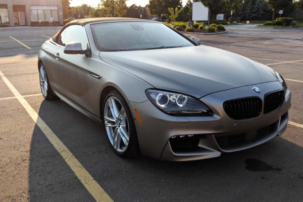 BMW 65i wrap in 3m matt grey aluminum with chrome delete
