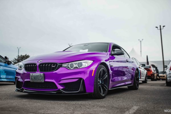 BMW M4 full car wrap to 3m purple