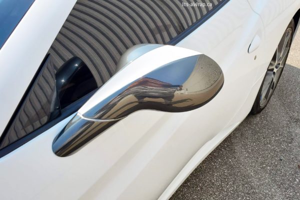 Ferrari California White car wrap chrome black
