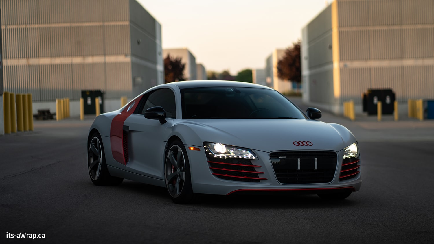Audi R8 Grey car wraps with Red accents-01-min